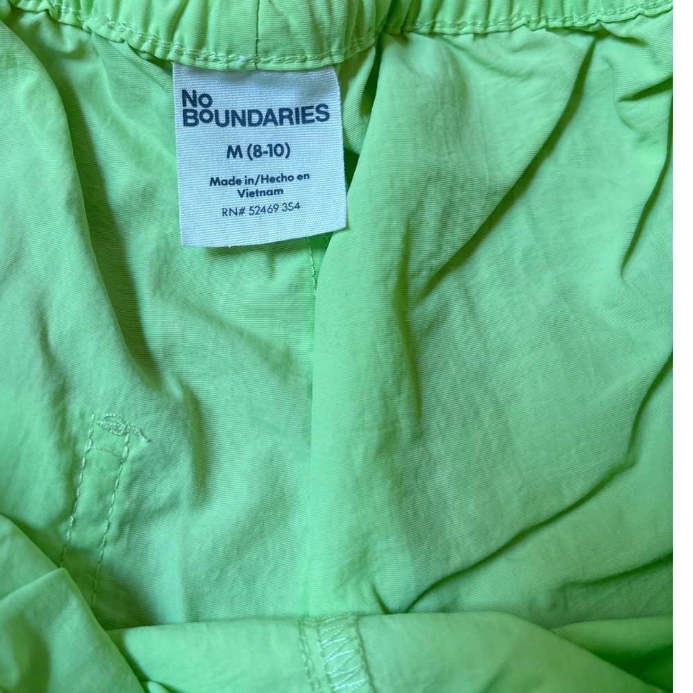 No Boundaries Cargo Pants Womens Neon Green Nylon Utility Y2K SIZE M 8-10 - Picture 5 of 7